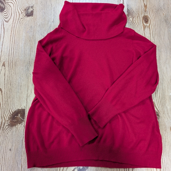 Cozy Red Turtleneck Sweater Normcore Minimalist - Picture 2 of 8
